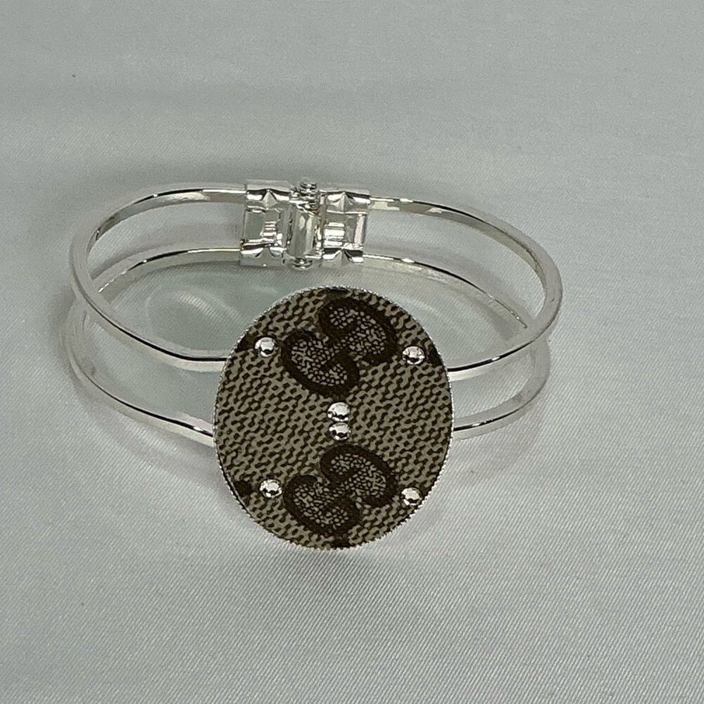 Gucci Silver Spring Clasp Designer Up cycle Bracelet with Swarovski crystals